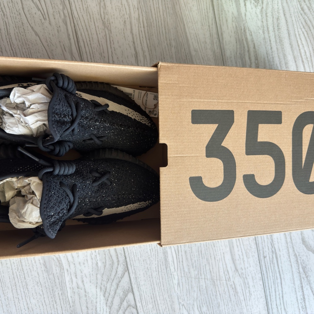 Black and White Yeezy Boost 350 Sneakers